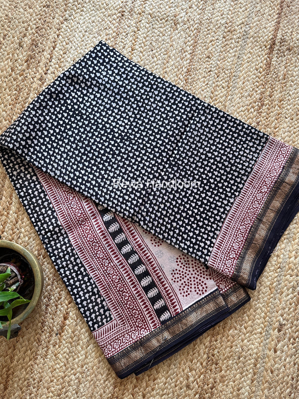 Maheshwari Bagh Print Small Border Saree
