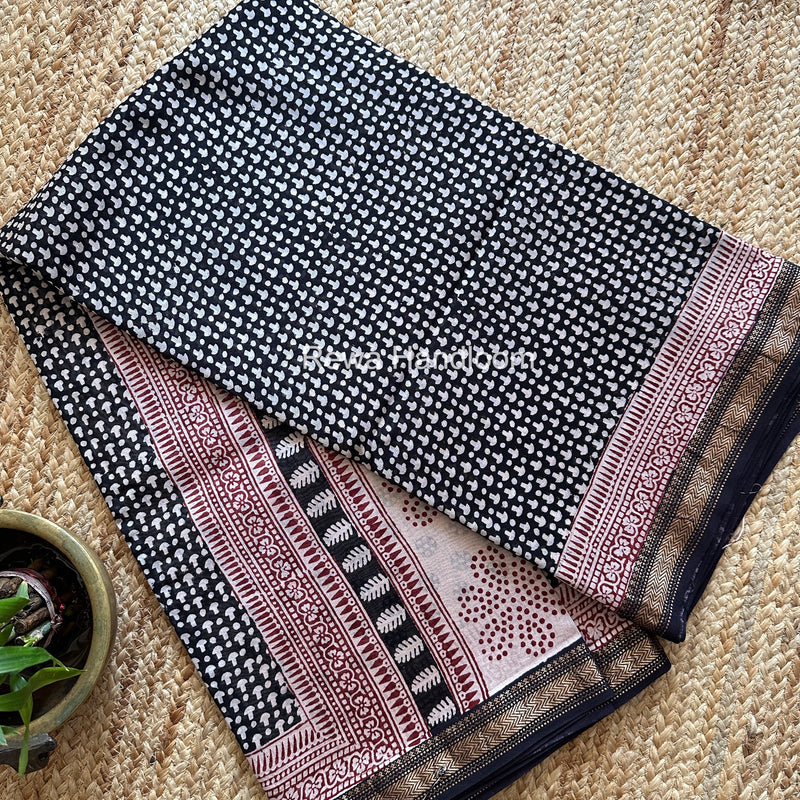 Maheshwari Bagh Print Small Border Saree