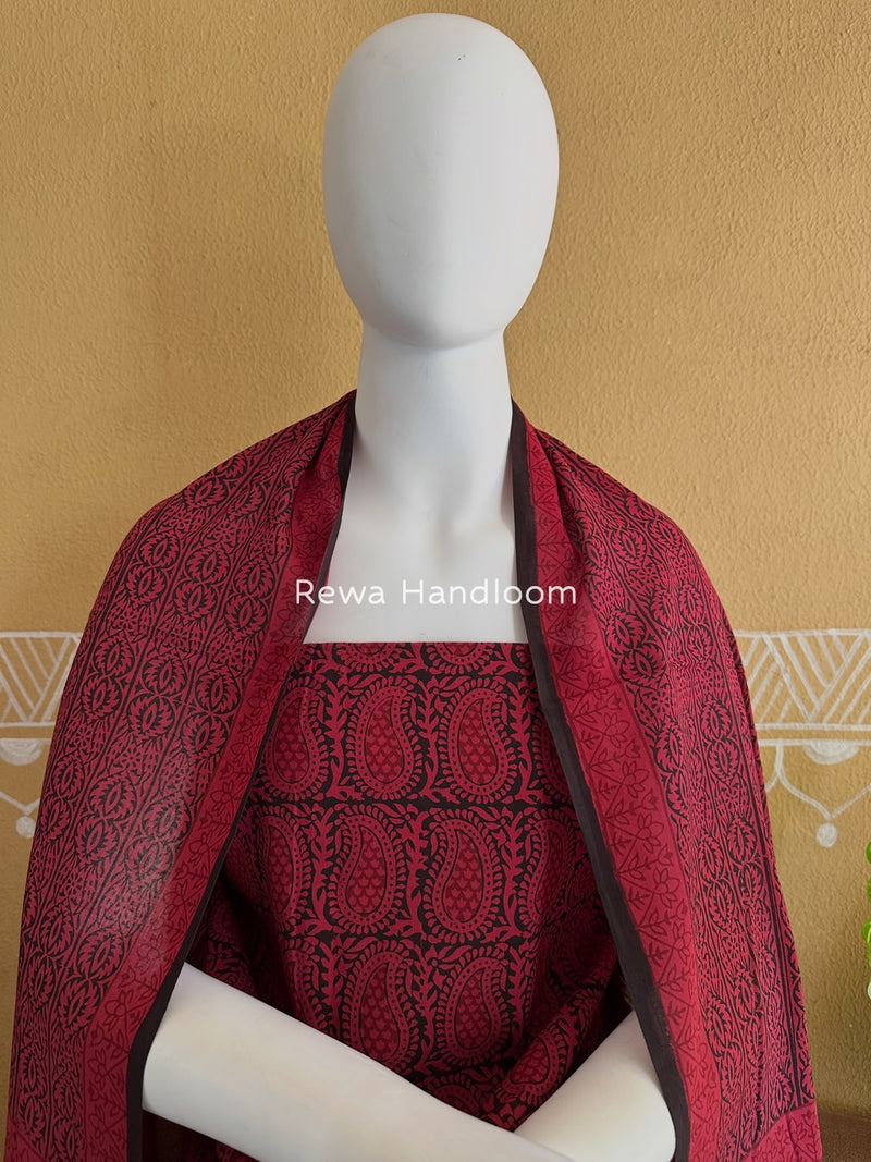 Pink-Black Bagh Print Cotton Suit BGCSJ09