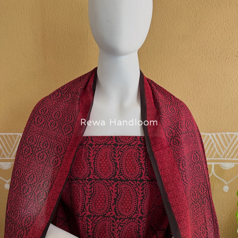 Pink-Black Bagh Print Cotton Suit BGCSJ09