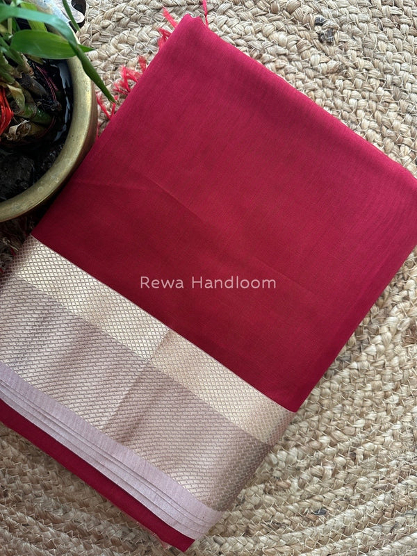 Maheshwari Maroon Resham Thread Border Saree RTS015