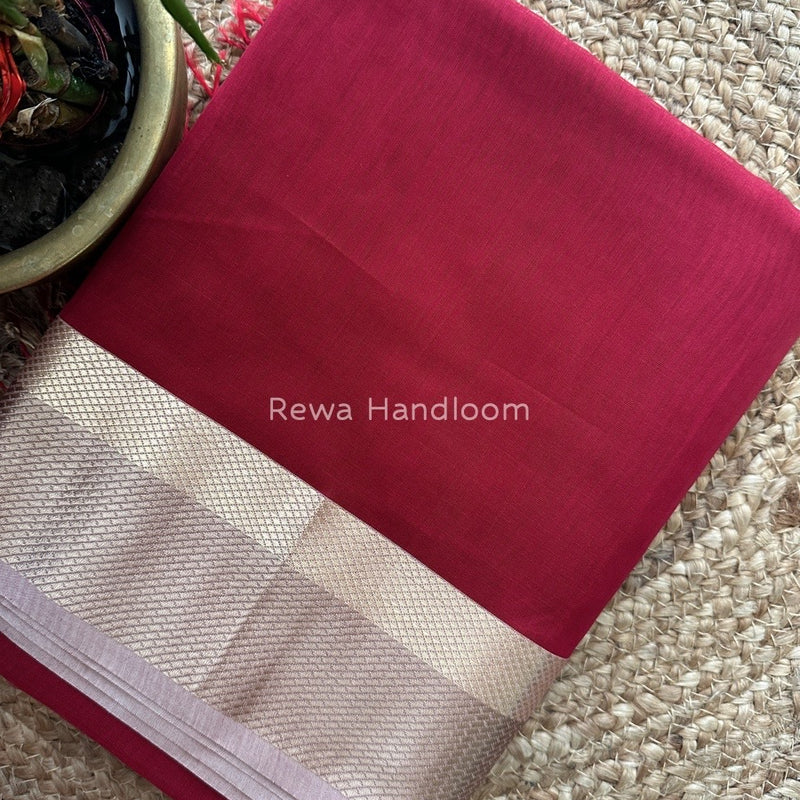 Maheshwari Maroon Resham Thread Border Saree RTS015