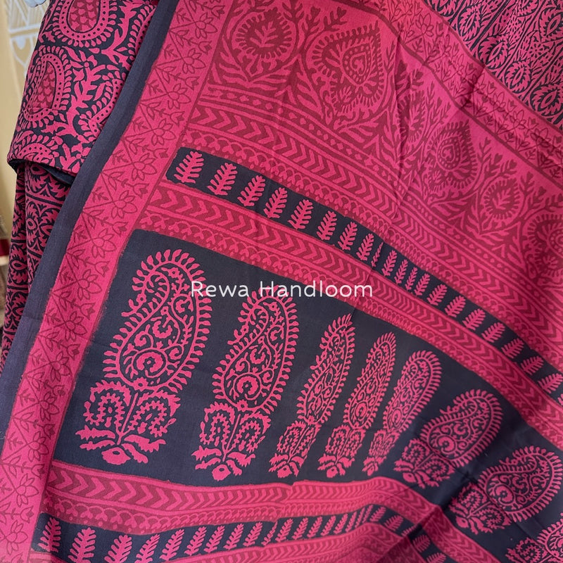 Pink-Black Bagh Print Cotton Suit BGCSJ09