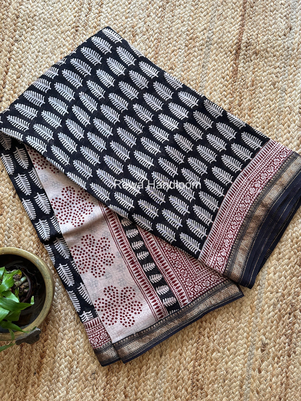 Maheshwari Bagh Print Small Border Saree