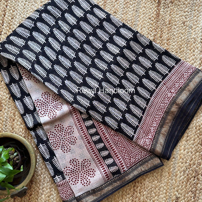 Maheshwari Bagh Print Small Border Saree