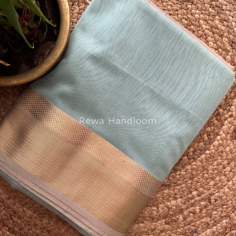 Maheshwari Aqua Resham Thread Border Saree RTS010