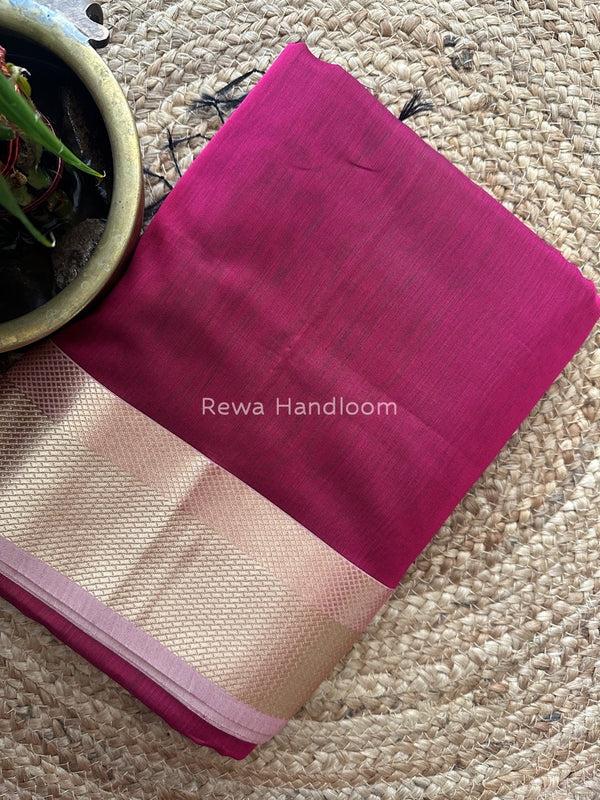 Maheshwari Magenta Resham Thread Border Saree RTS09