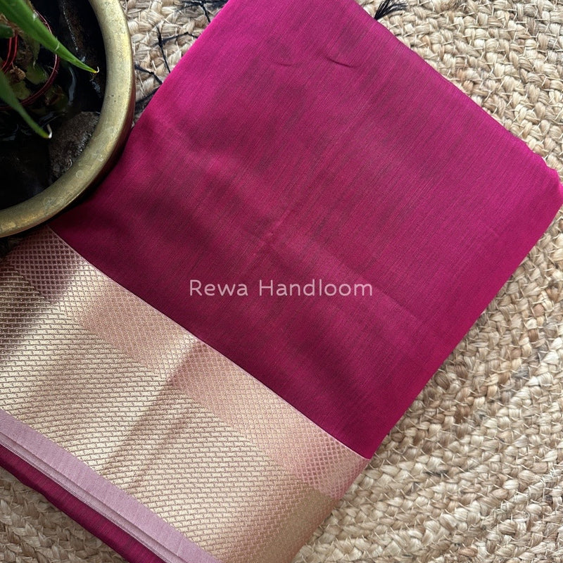 Maheshwari Magenta Resham Thread Border Saree RTS09