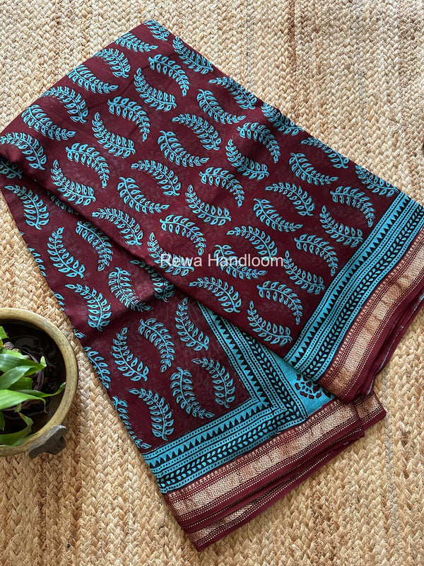 Maheshwari Bagh Print Small Border Saree