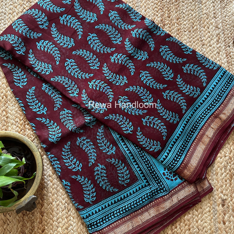 Maheshwari Bagh Print Small Border Saree