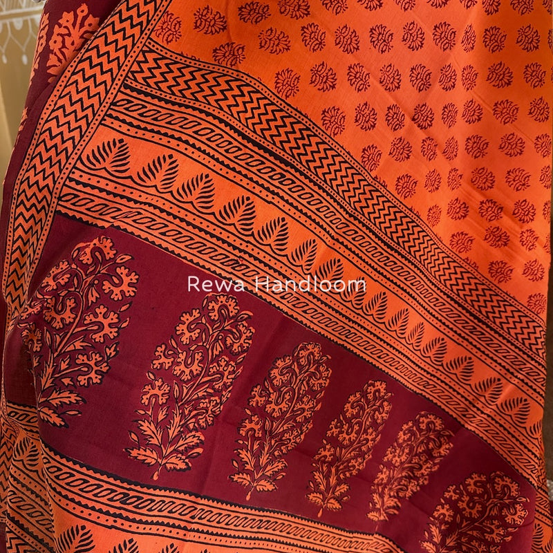Maroon-Orange Bagh Print Cotton Suit BGCSJ021