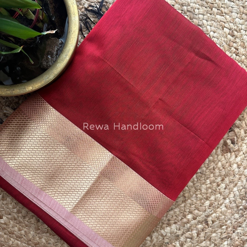 Maheshwari Maroon Resham Thread Border Saree RTS01