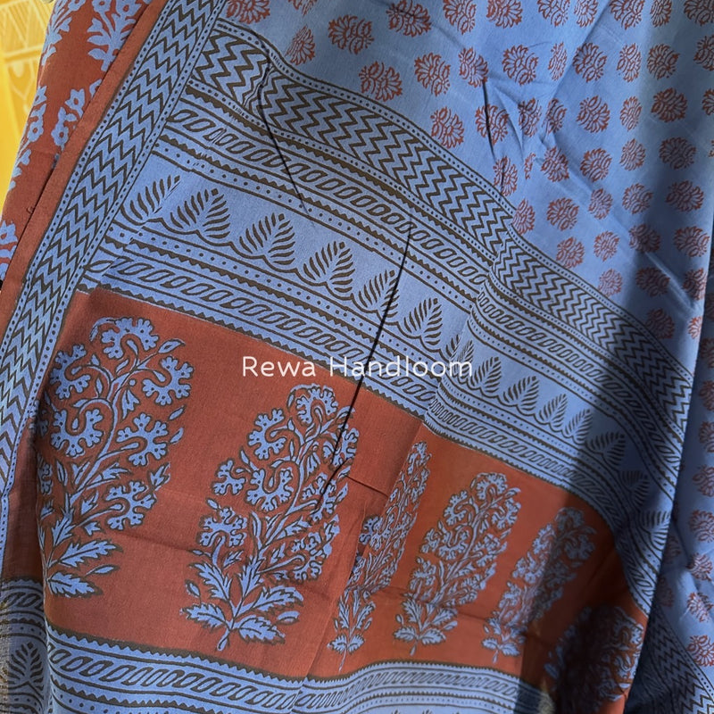 Maroon-Blue Bagh Print Cotton Suit BGCSJ06