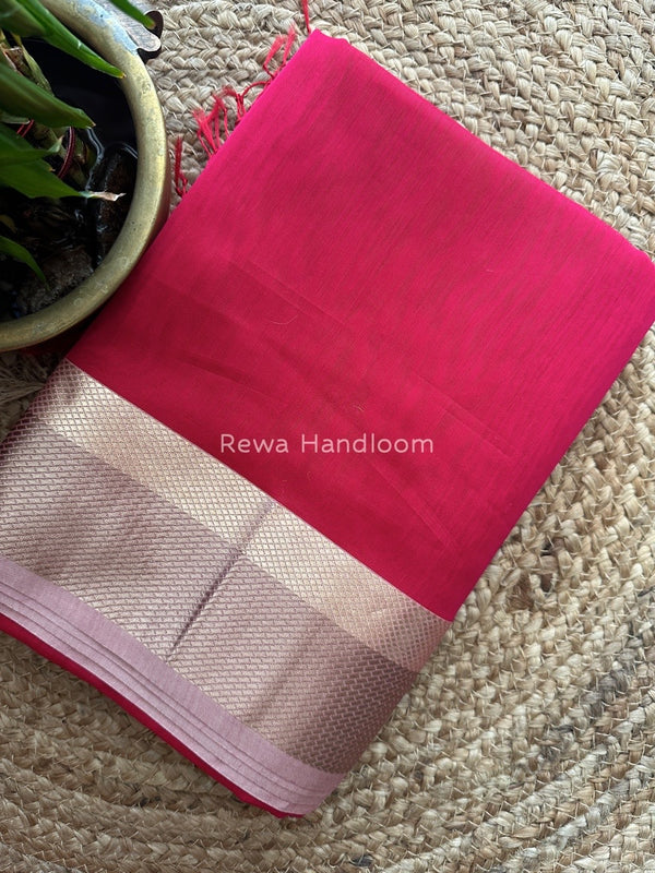 Maheshwari Rani Pink Resham Thread Border Saree RTS04