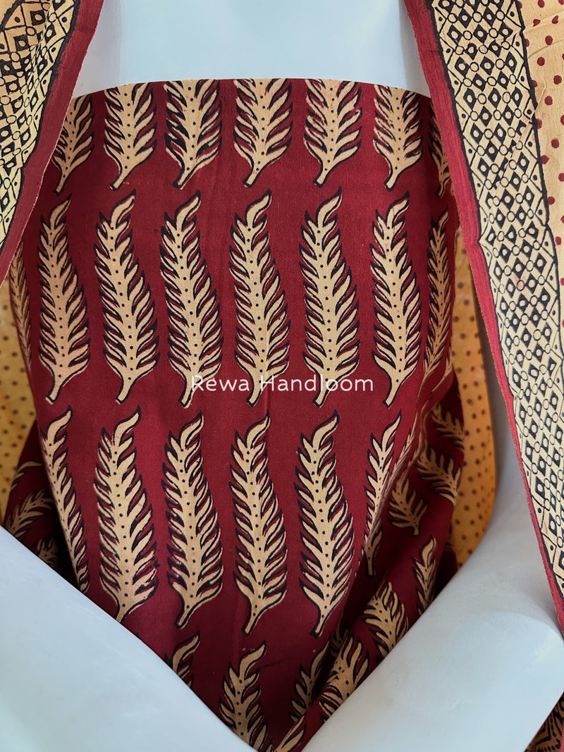 Maroon-Peach Bagh Print Cotton Suit BGCSJ010