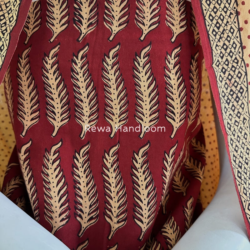 Maroon-Peach Bagh Print Cotton Suit BGCSJ010