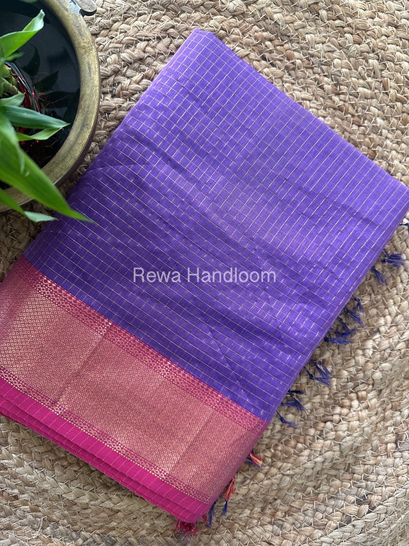 Maheshwari Lavender Zari Checks Saree ZCHX290