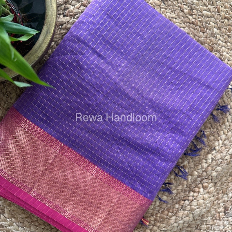 Maheshwari Lavender Zari Checks Saree ZCHX290