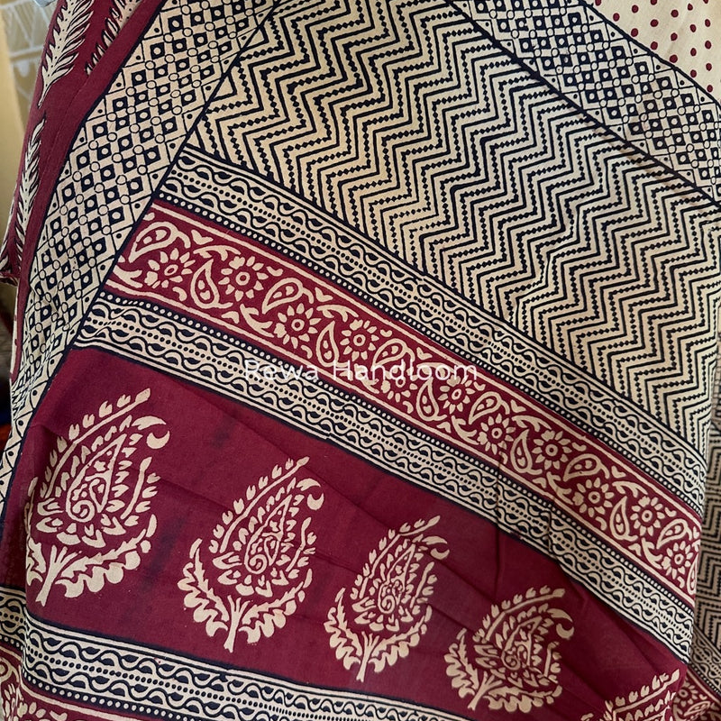 Maroon-Peach Bagh Print Cotton Suit BGCSJ010
