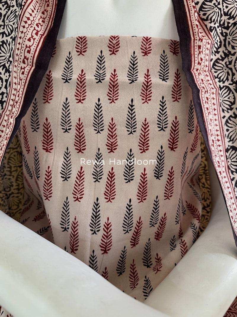 White-Black Bagh Print Cotton Suit BGCSJ07