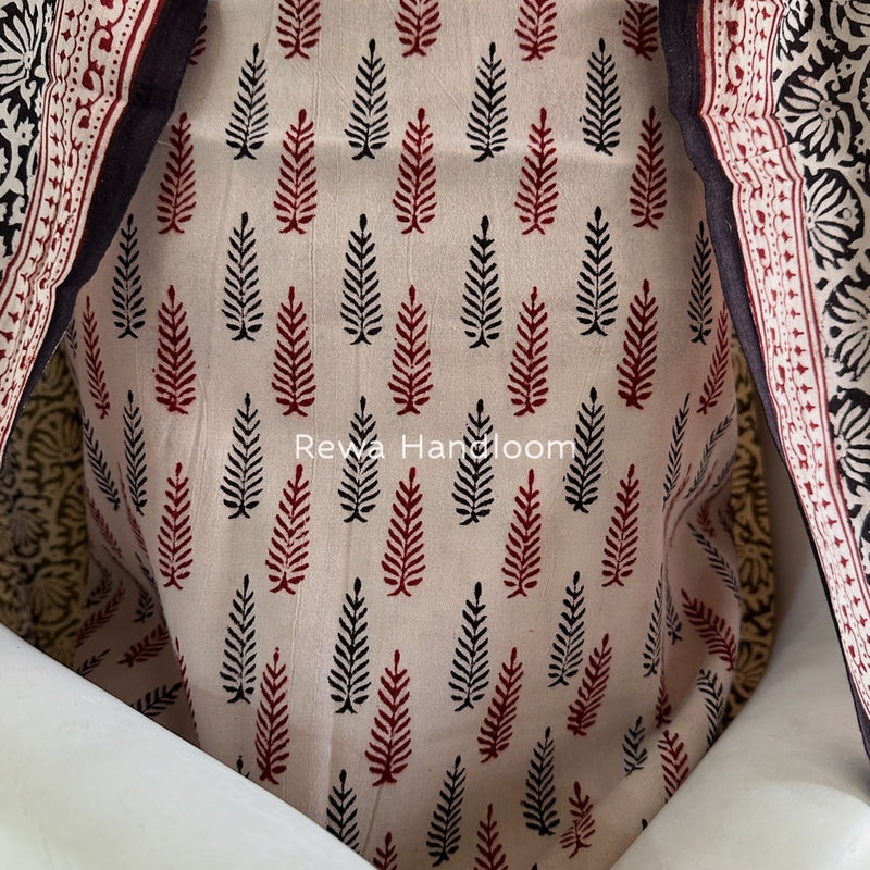 White-Black Bagh Print Cotton Suit BGCSJ07