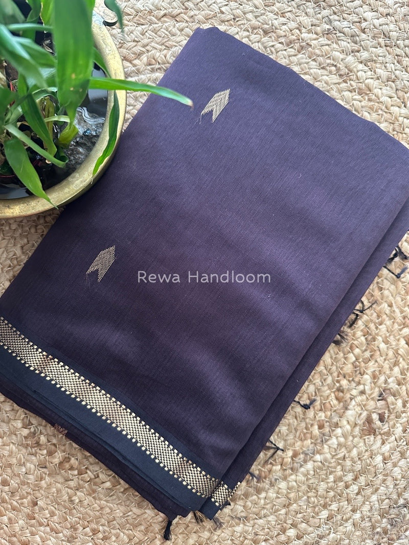 Brown Zari Butti Maheshwari Saree VBS030