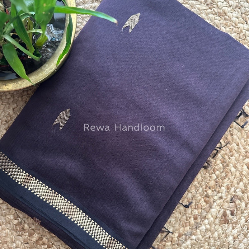 Brown Zari Butti Maheshwari Saree VBS030