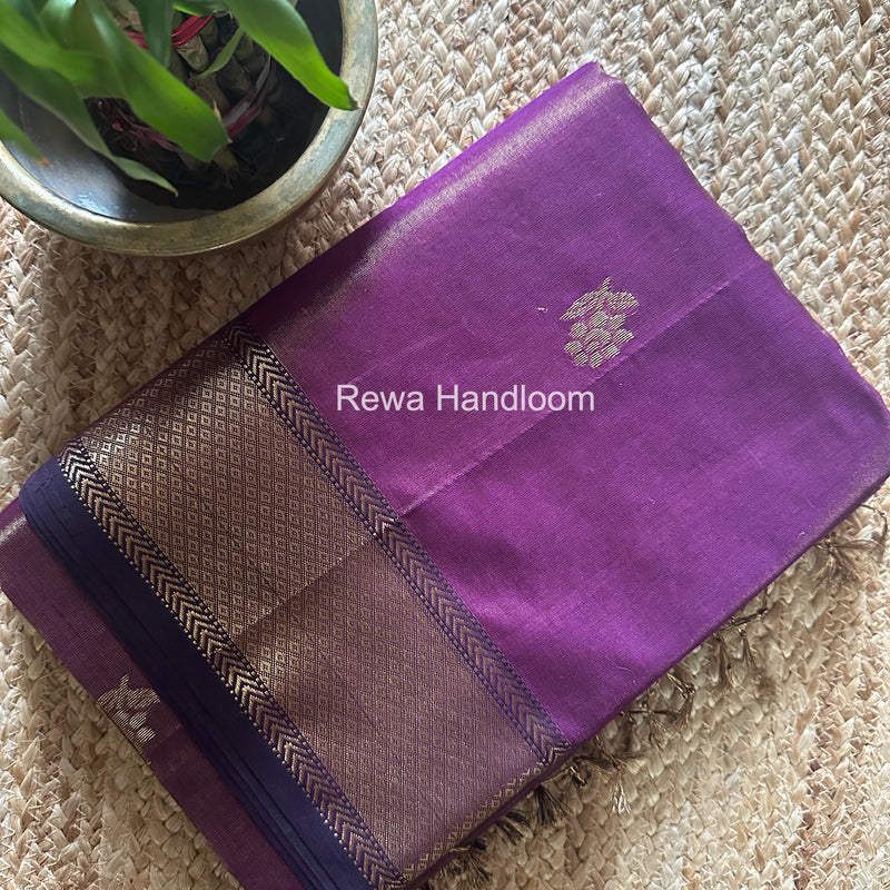 Maheshwari Magenta Tissue Silk Saree TFB032