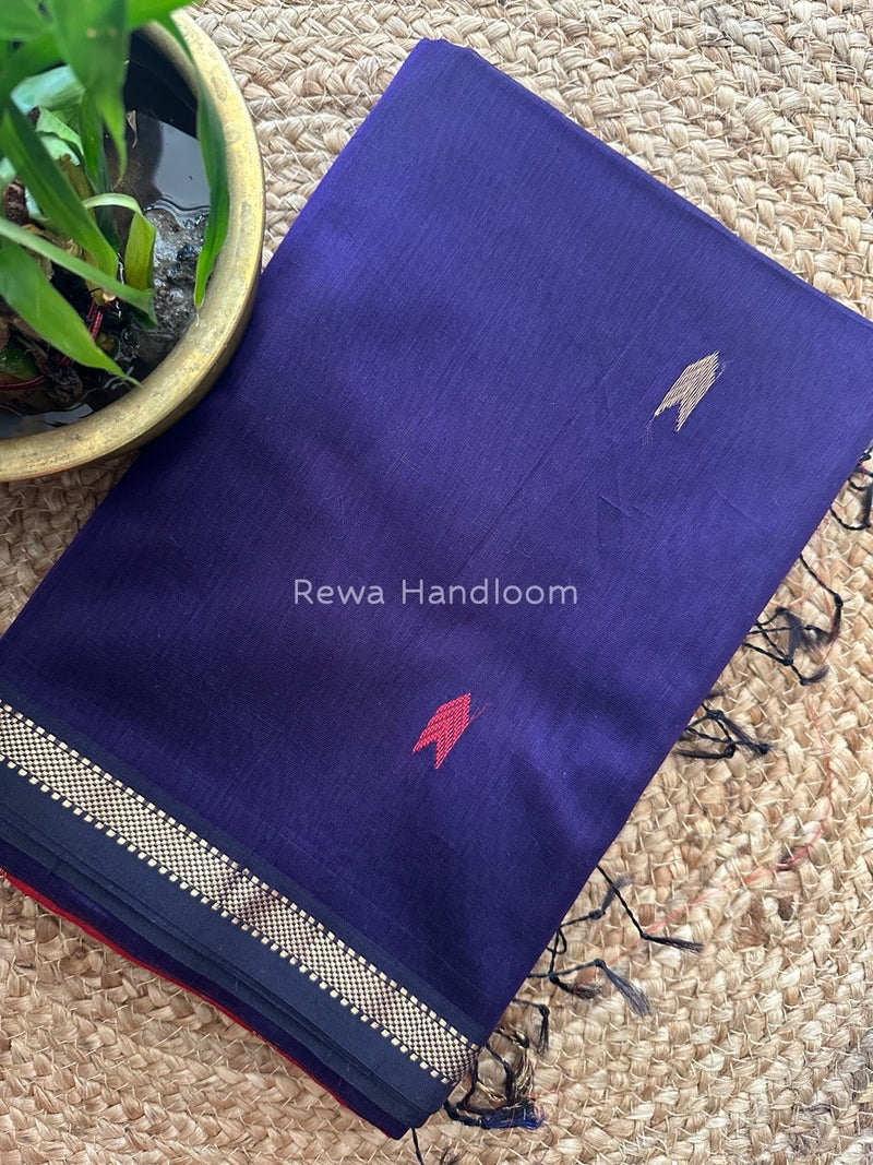 Purple Zari Butti Maheshwari Saree VBS031