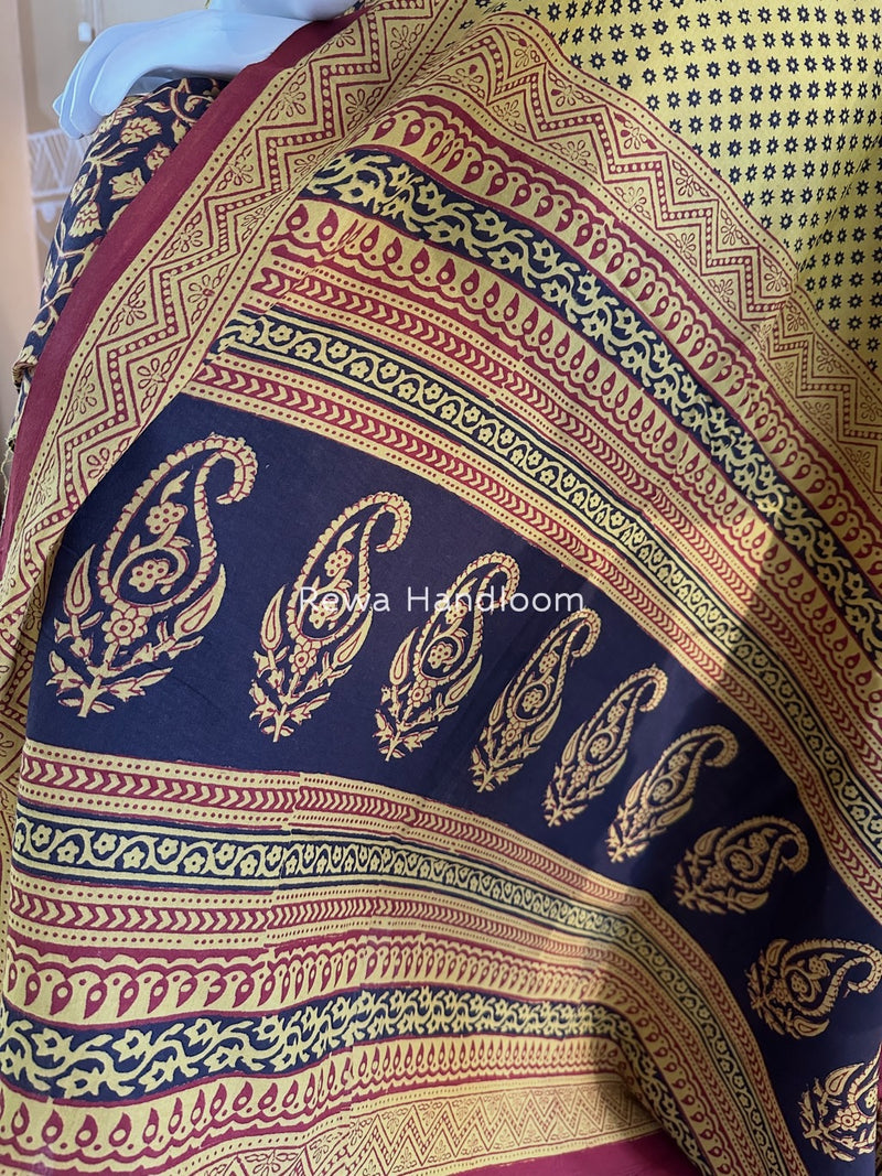 Black-Mehendi Green Bagh Print Cotton Suit BGCSJ04