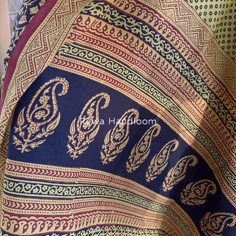 Black-Mehendi Green Bagh Print Cotton Suit BGCSJ04