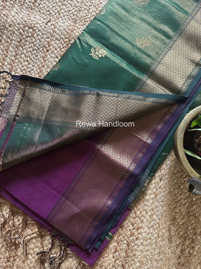 Maheshwari Magenta Tissue Silk Saree TFB032