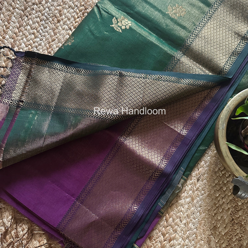Maheshwari Magenta Tissue Silk Saree TFB032