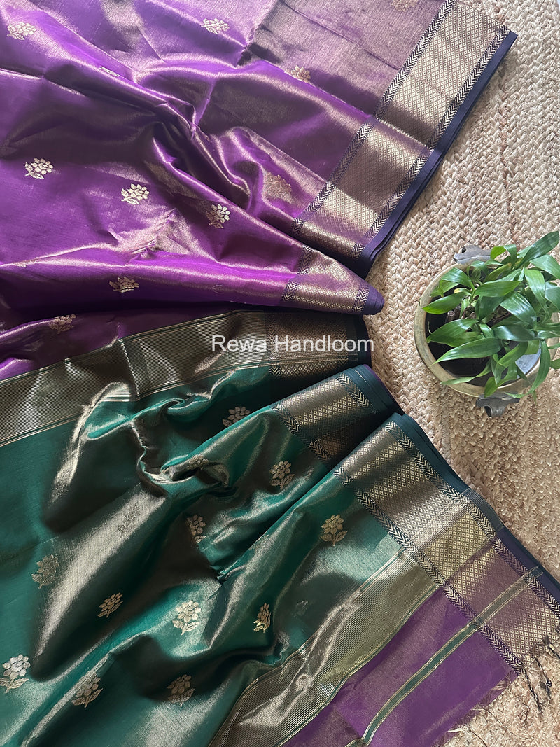 Maheshwari Magenta Tissue Silk Saree TFB032