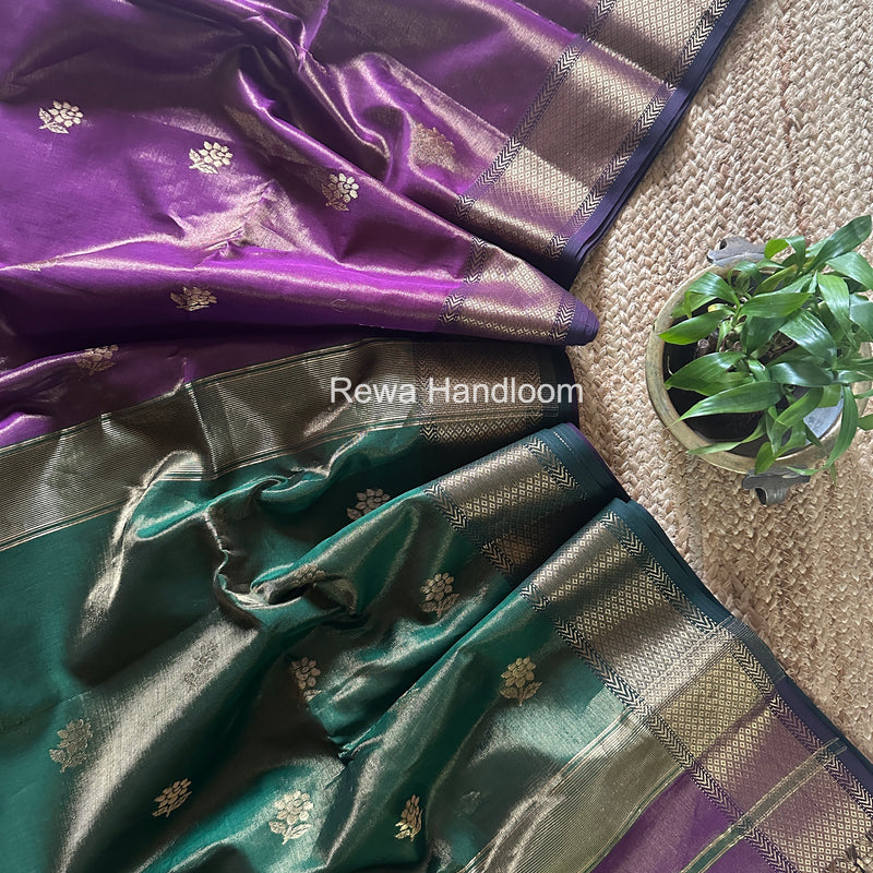 Maheshwari Magenta Tissue Silk Saree TFB032