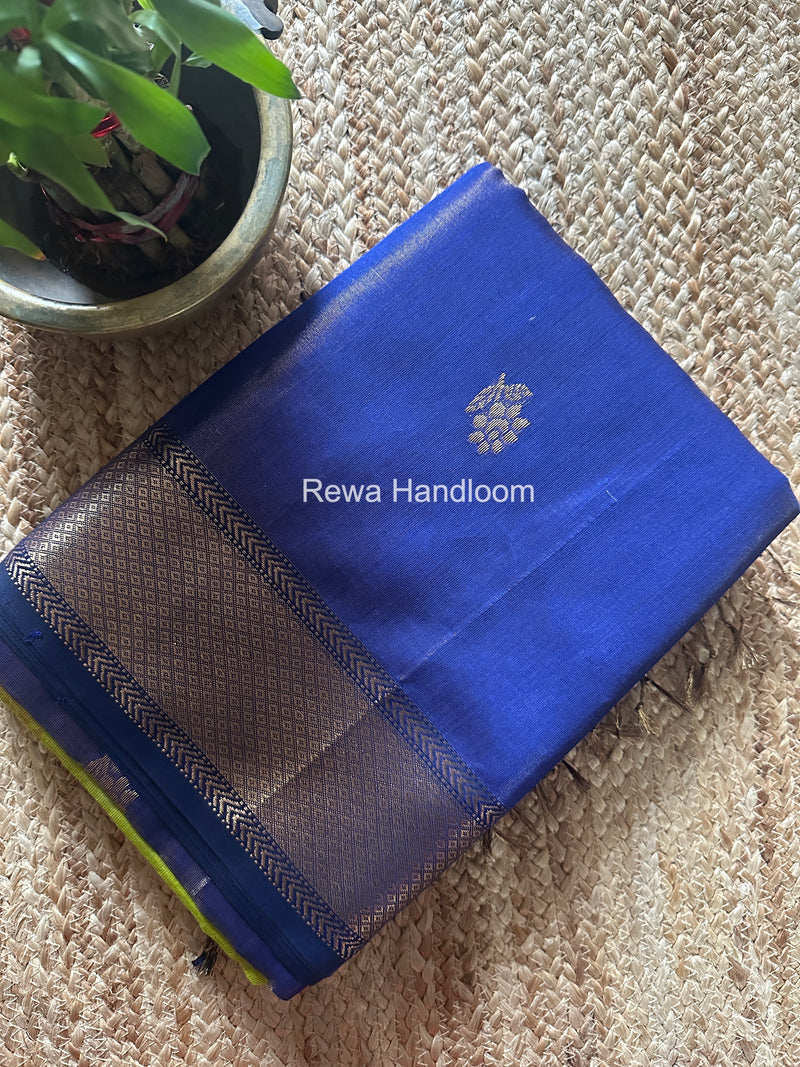 Maheshwari Dark Blue Tissue Silk Saree TFB033