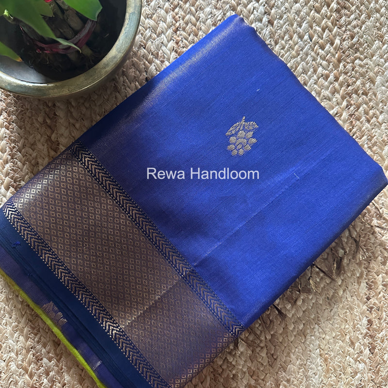 Maheshwari Dark Blue Tissue Silk Saree TFB033