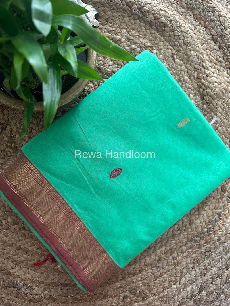 Maheshwari Mint Green Zari Butti Saree SBT0072