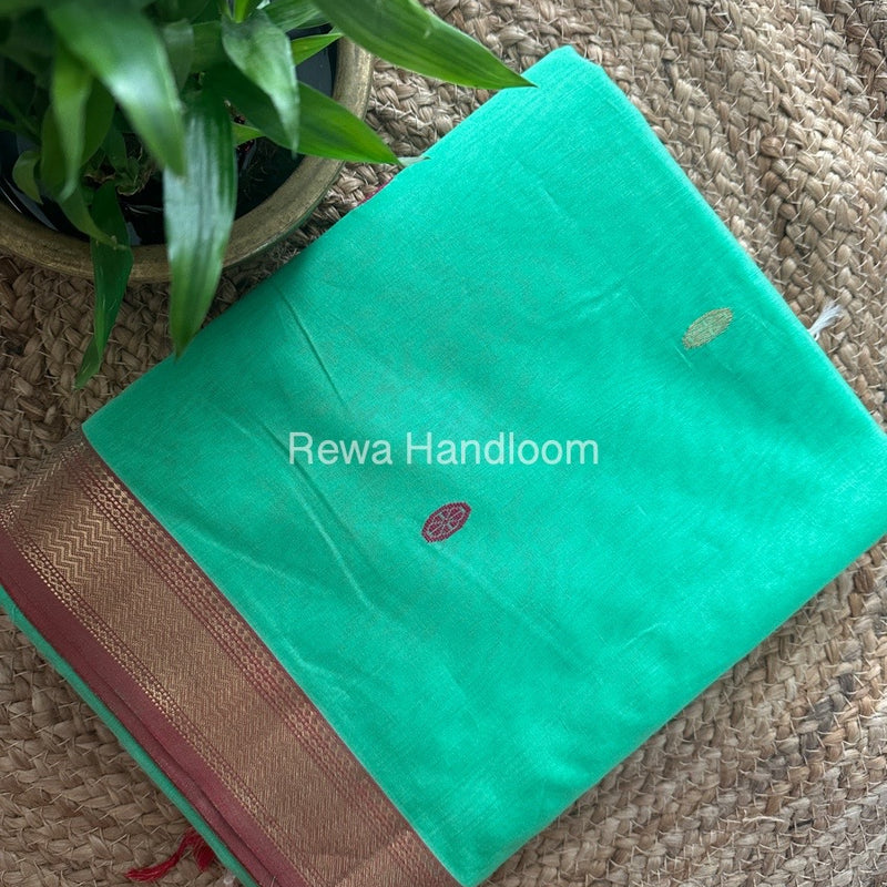 Maheshwari Mint Green Zari Butti Saree SBT0072