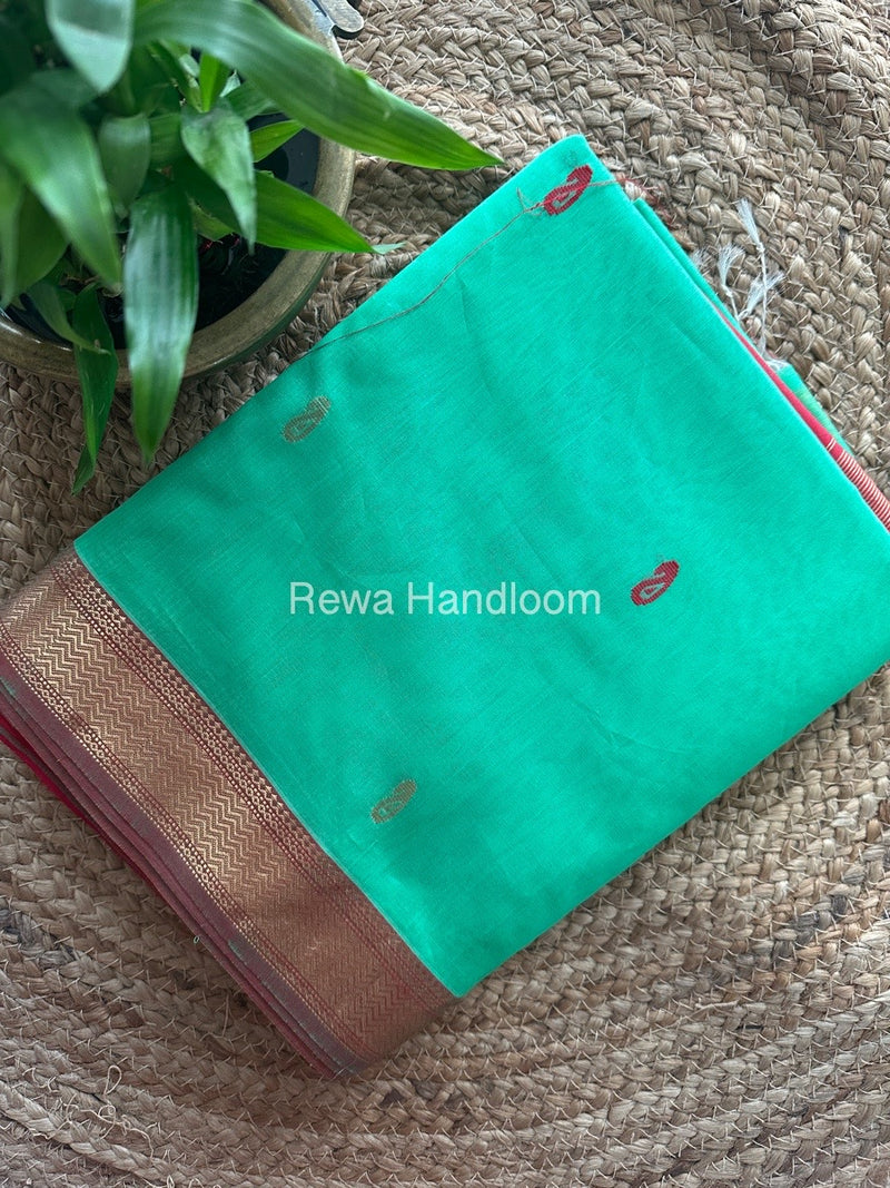 Maheshwari Mint Green Zari Butti Saree SBT0074
