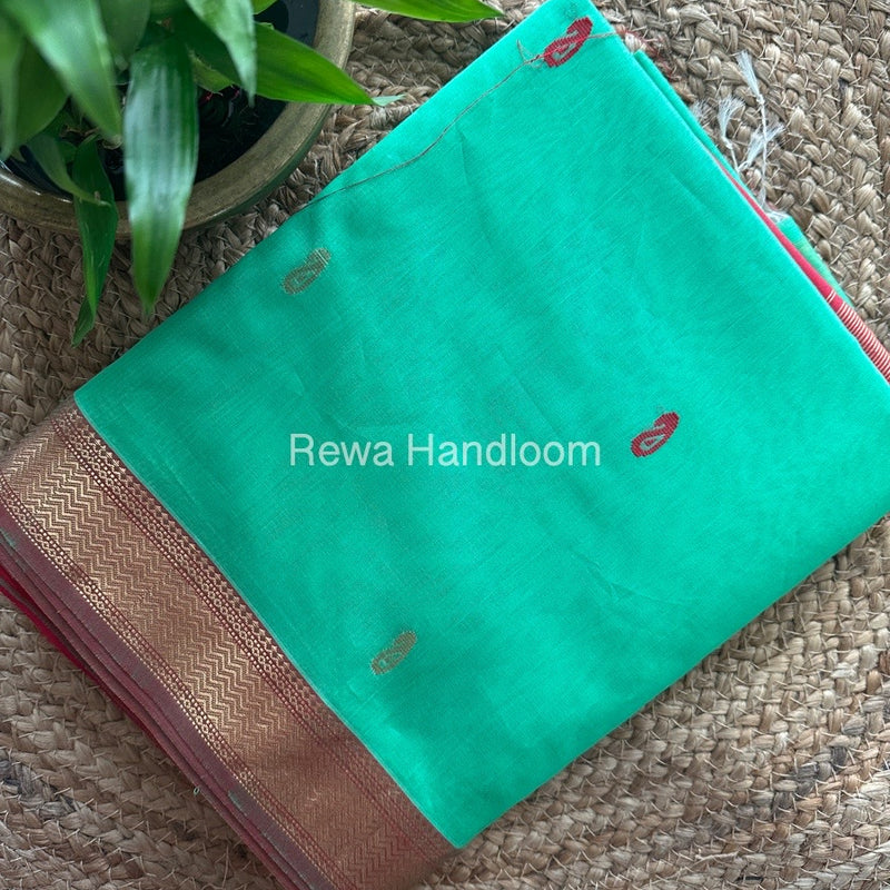 Maheshwari Mint Green Zari Butti Saree SBT0074