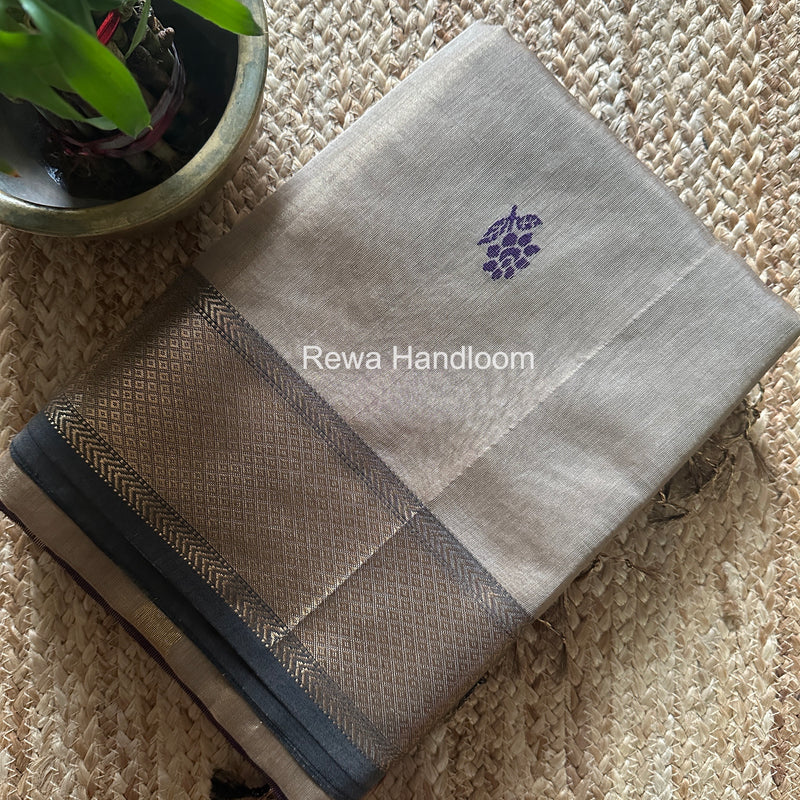 Maheshwari Beige Tissue Silk Saree TFB034