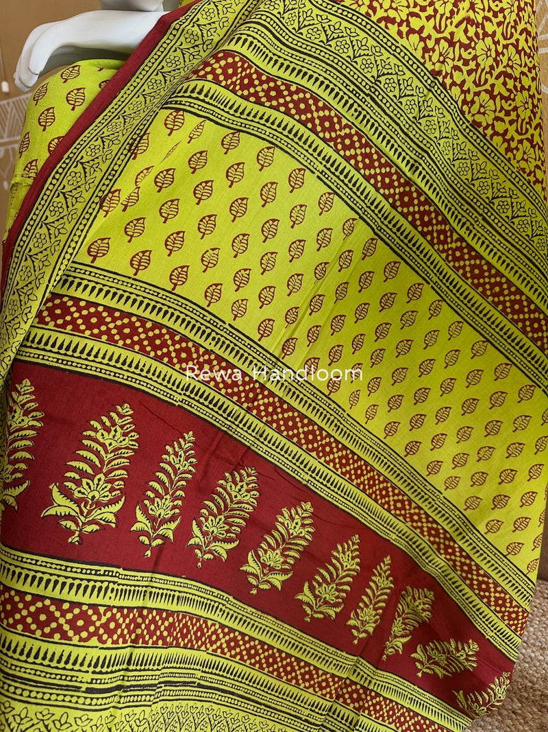 Parrot Green-Maroon Bagh Print Cotton Suit BGCSJ047