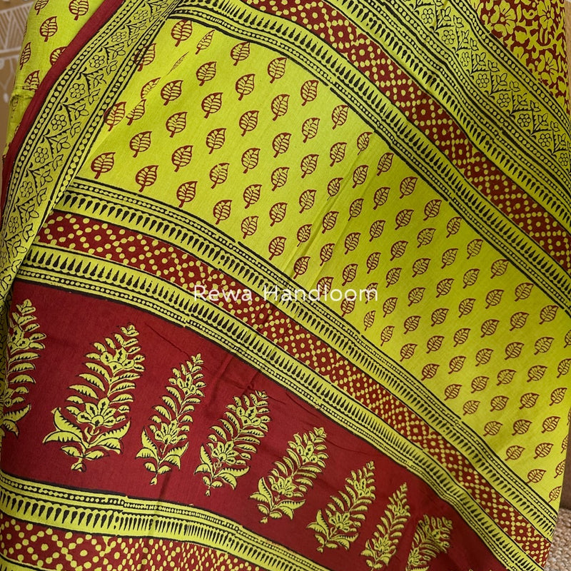 Parrot Green-Maroon Bagh Print Cotton Suit BGCSJ047