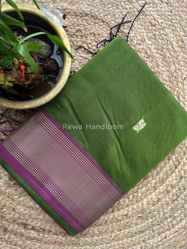 Maheshwari Mehendi Green Resham Thread Butti Saree RBS46
