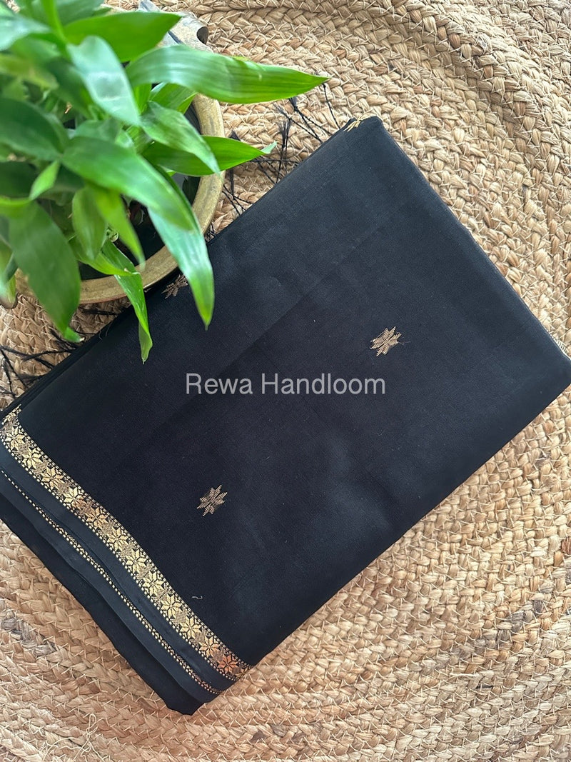 Black Zari Butti Maheshwari Saree SBS0058