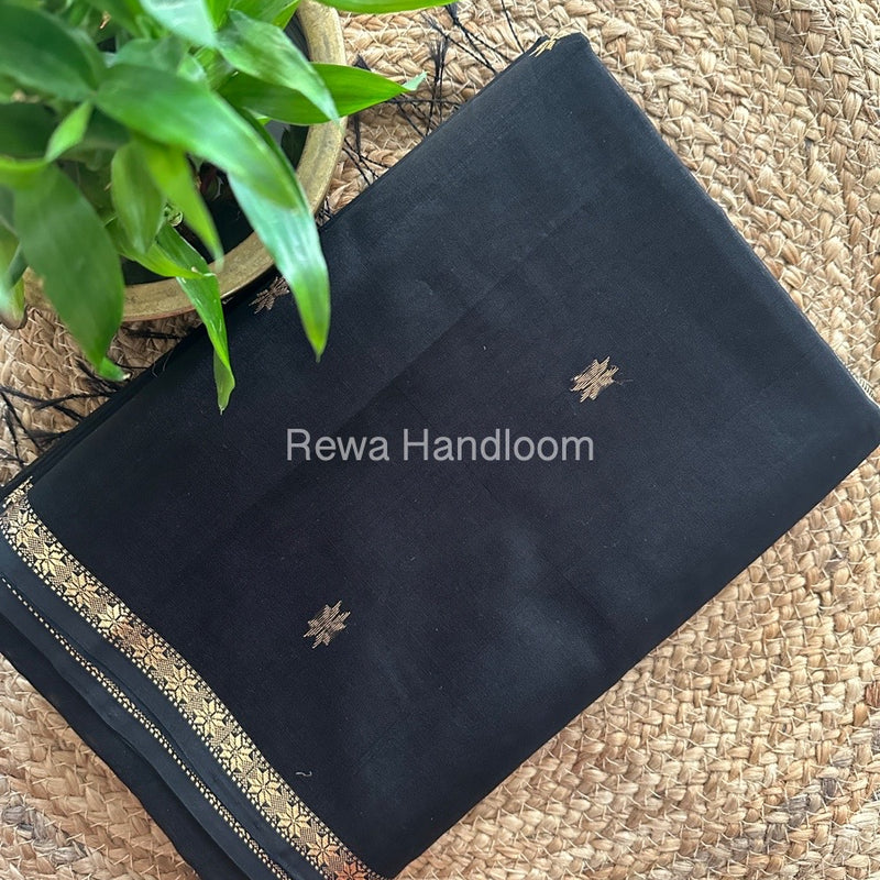 Black Zari Butti Maheshwari Saree SBS0058