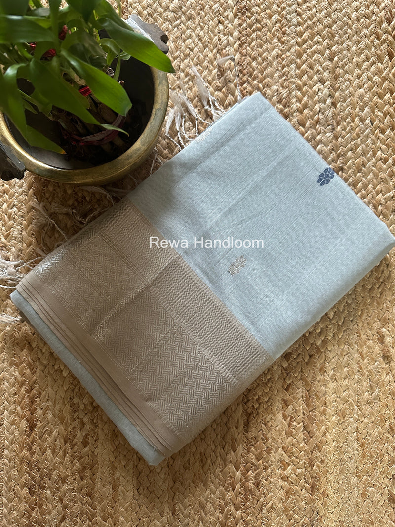 Maheshwari Grey Silver Butti Saree SGSB035