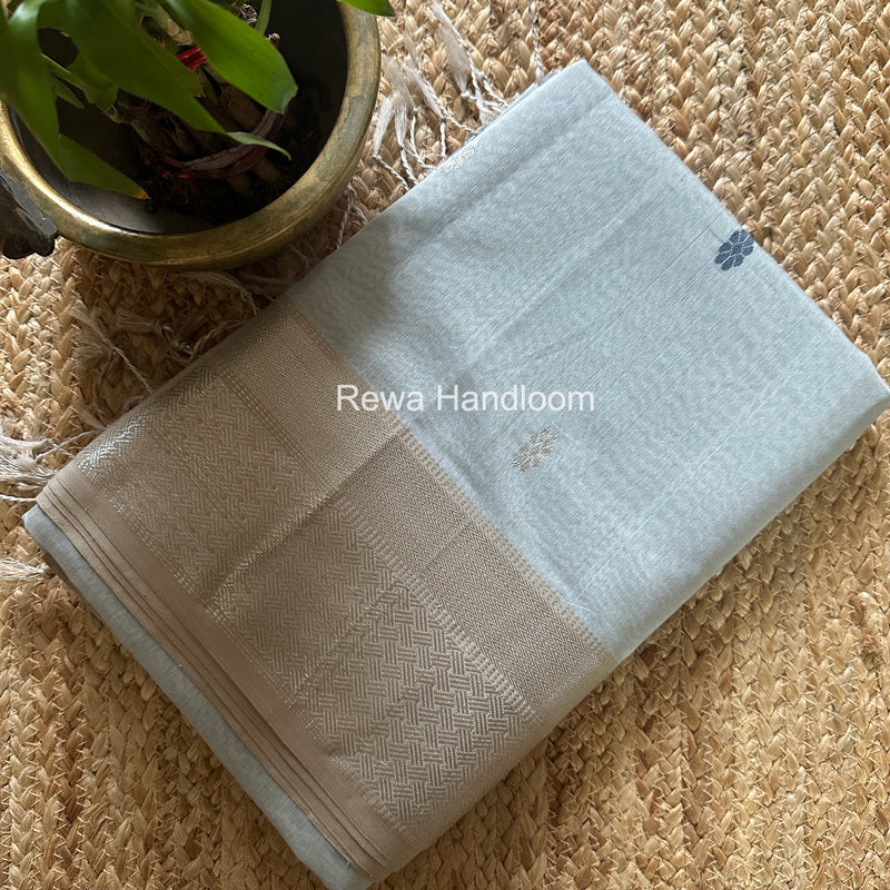 Maheshwari Grey Silver Butti Saree SGSB035