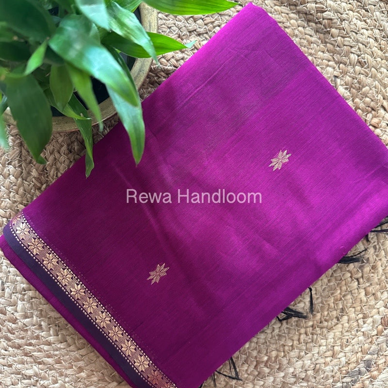 Magenta Zari Butti Maheshwari Saree SBS0054